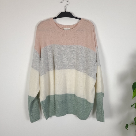 H&M Fine-Knit Sweater Sage Green Colorblock - Picture 8 of 8